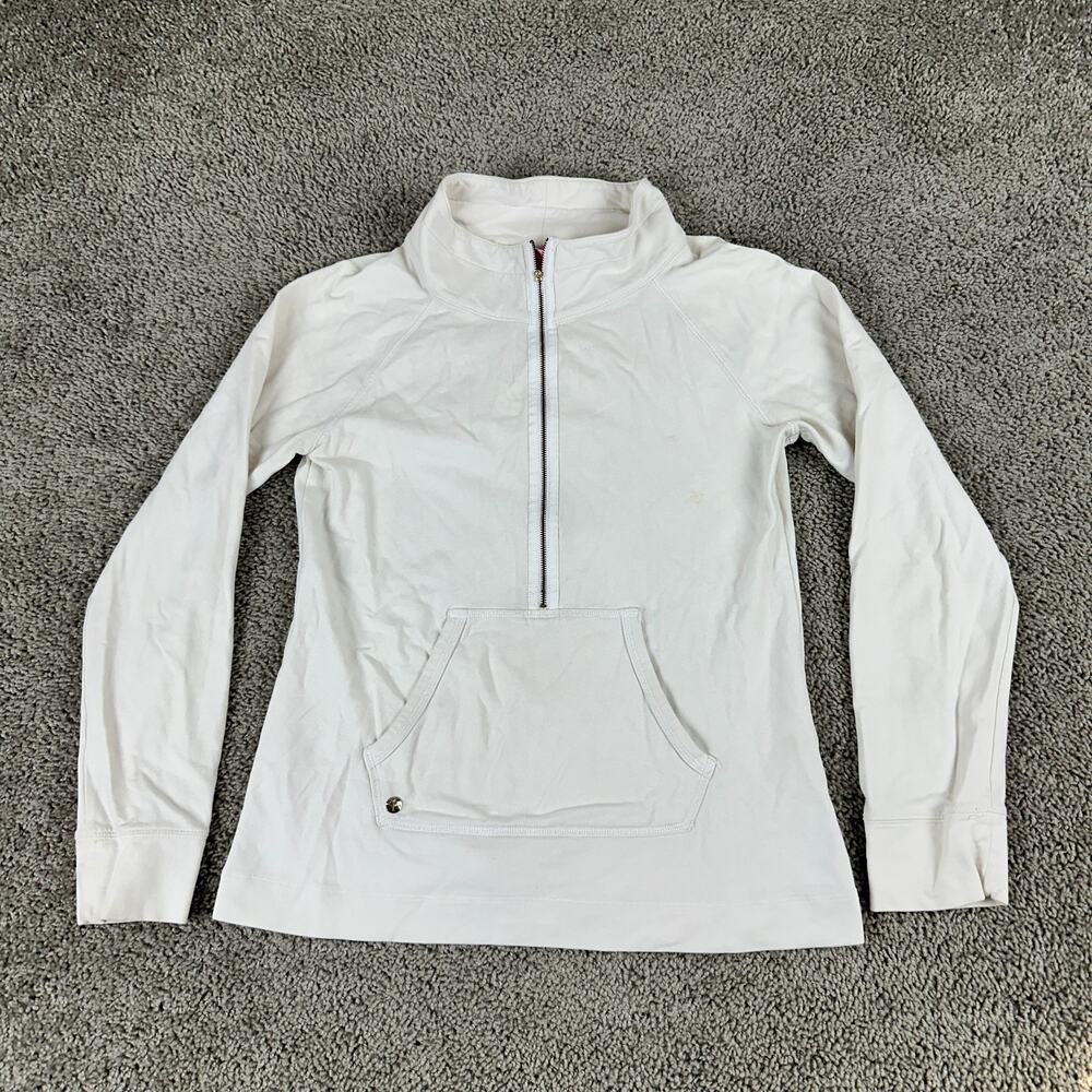 Lilly Pulitzer Pull Over Top Womens M White 1/2 Zip Performance Resort Wear READ